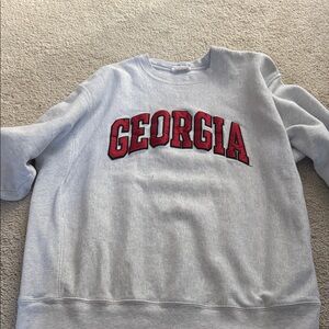Champion Gray Crewneck Sweater with Red Georgia Print